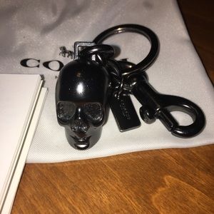 Coach black skull key ring